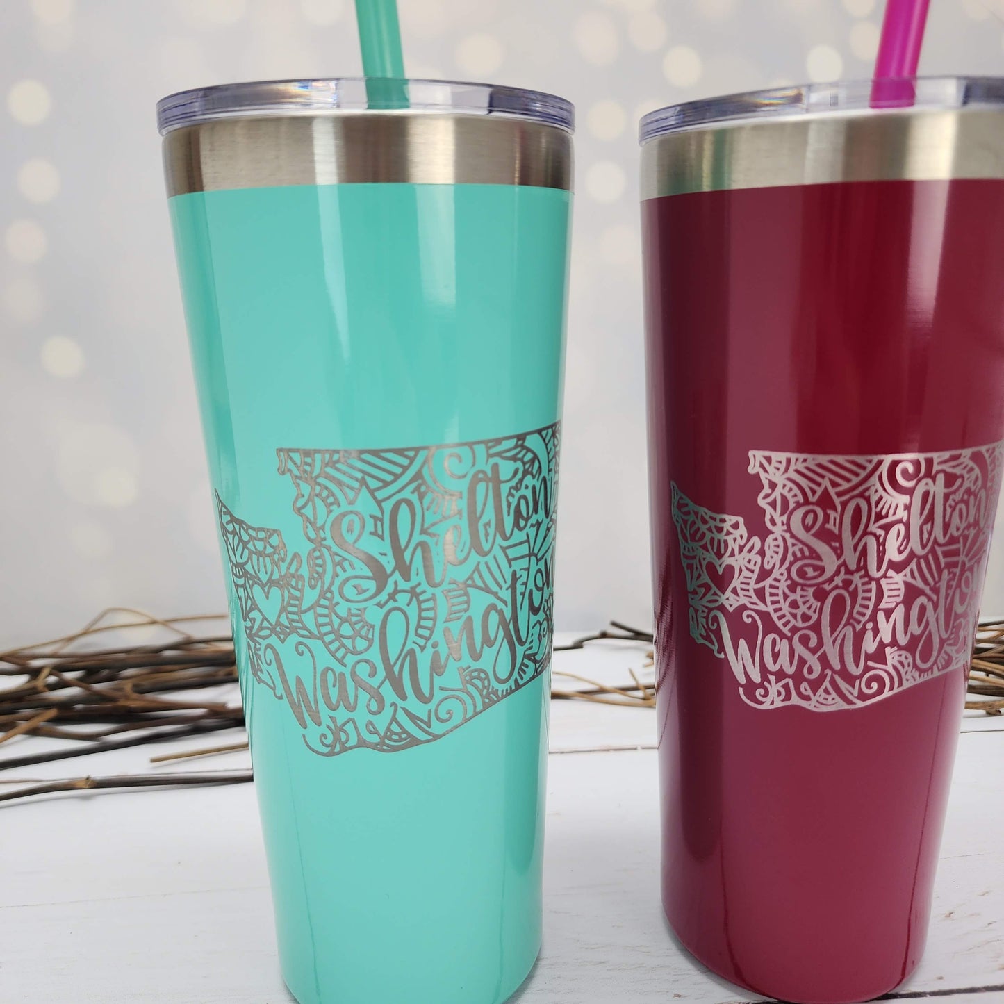 Shelton Washington State Mandala Engraved Tumbler