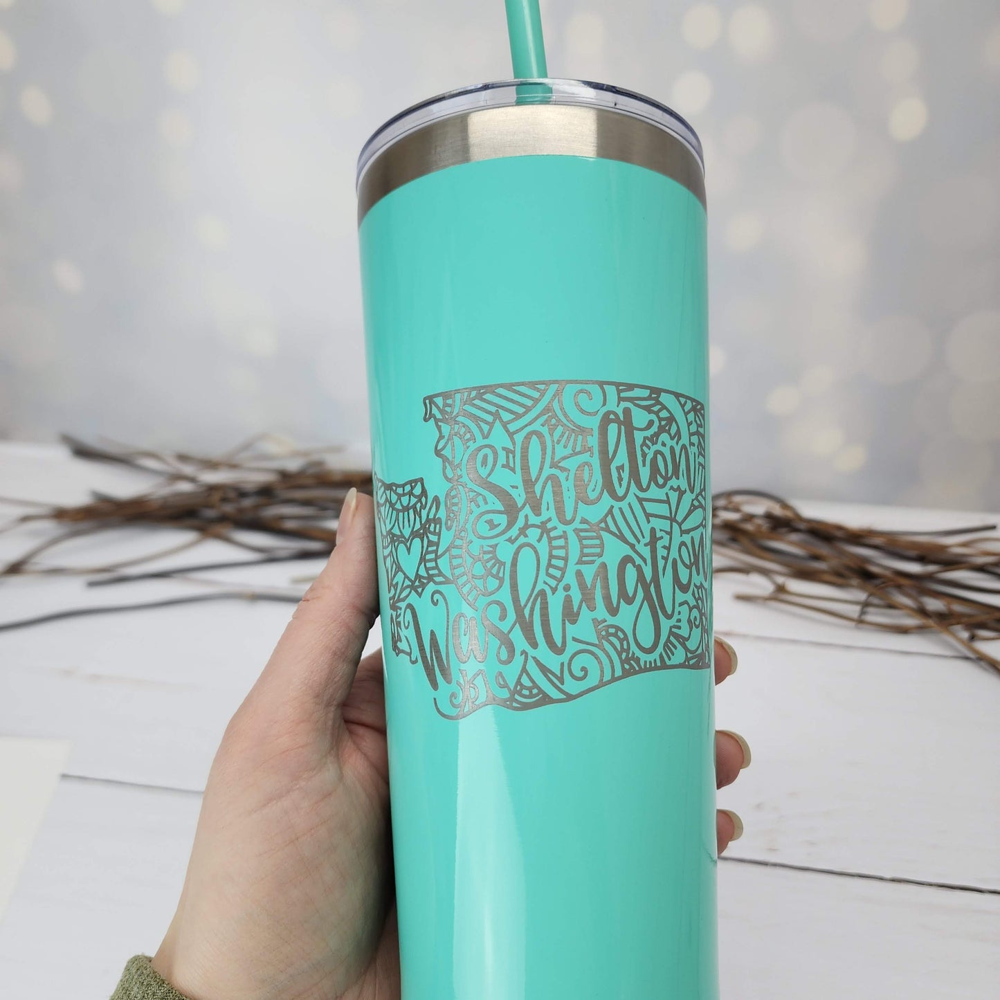 Shelton Washington State Mandala Engraved Tumbler