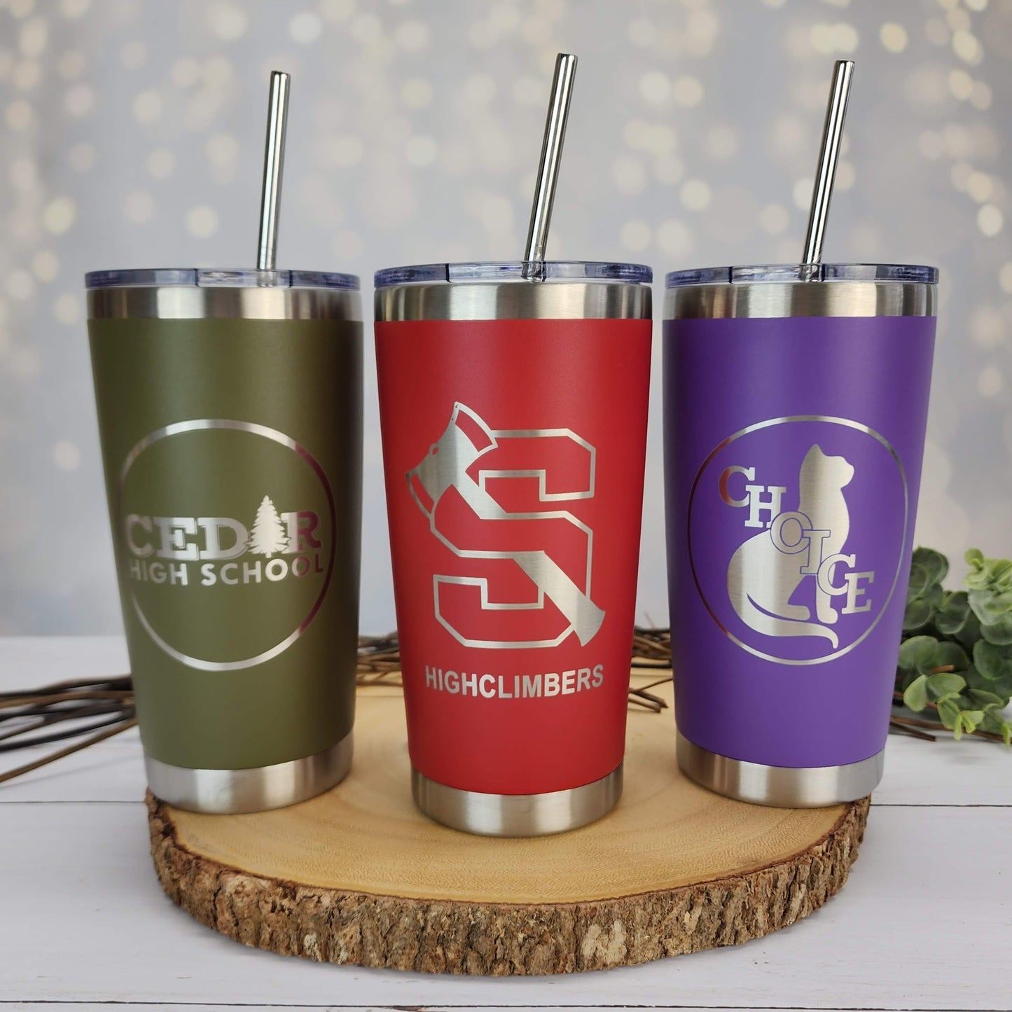 Choice High School Cats Logo Laser Engraved Tumbler