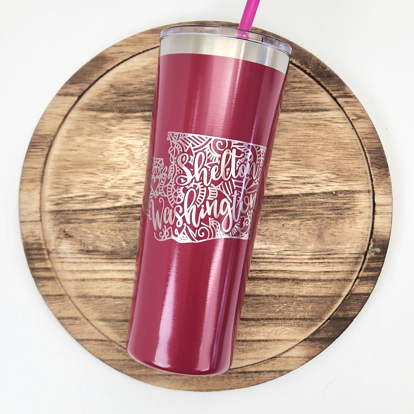 Shelton Washington State Mandala Engraved Tumbler