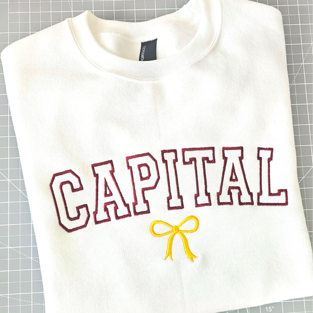 Capital with Bow Embroidered Sweatshirt