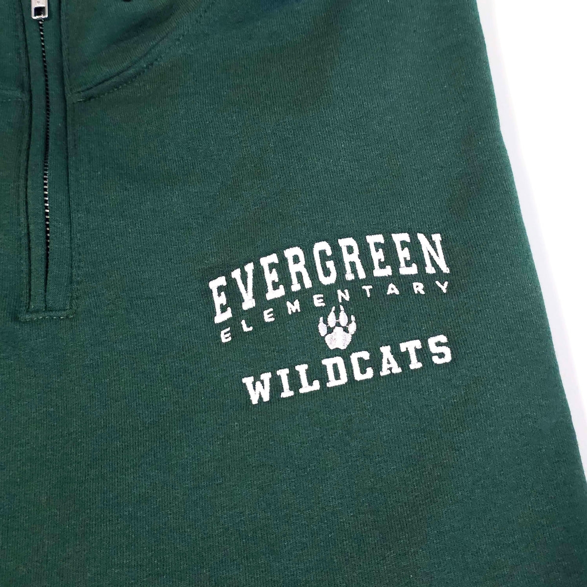 Embroidered Evergreen Elementary Wildcats Quarter Zip Sweatshirt