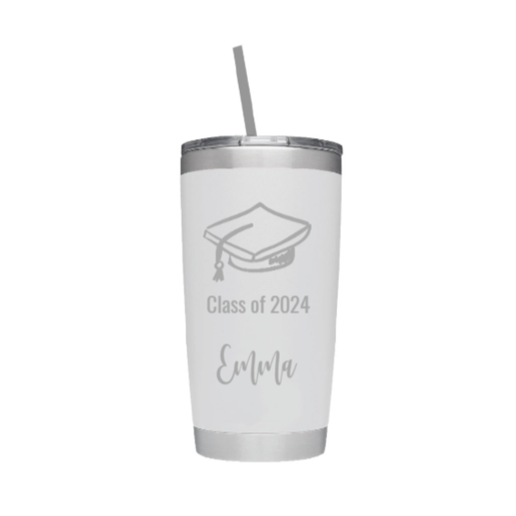 Class of 2024 Graduation Cap Laser Engraved Tumbler with Name