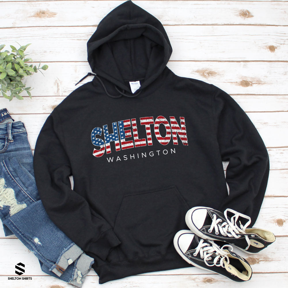 Shelton Washington American Flag Distressed Design