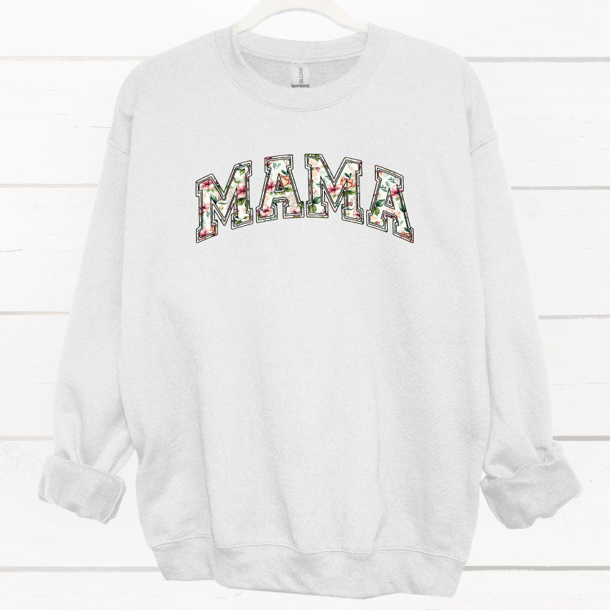 Mama Floral White Crewneck Sweatshirt