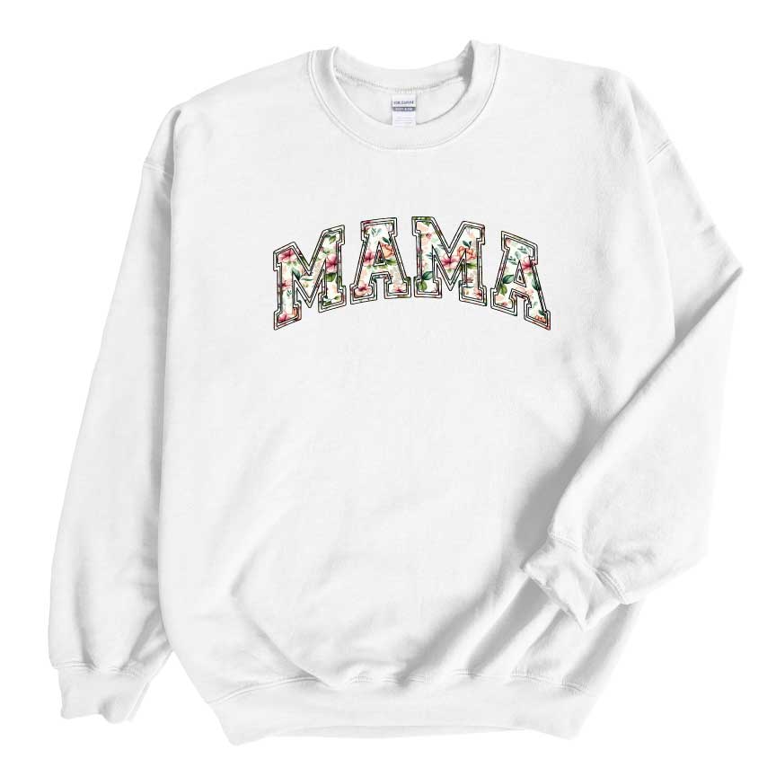 Mama Floral White Crewneck Sweatshirt