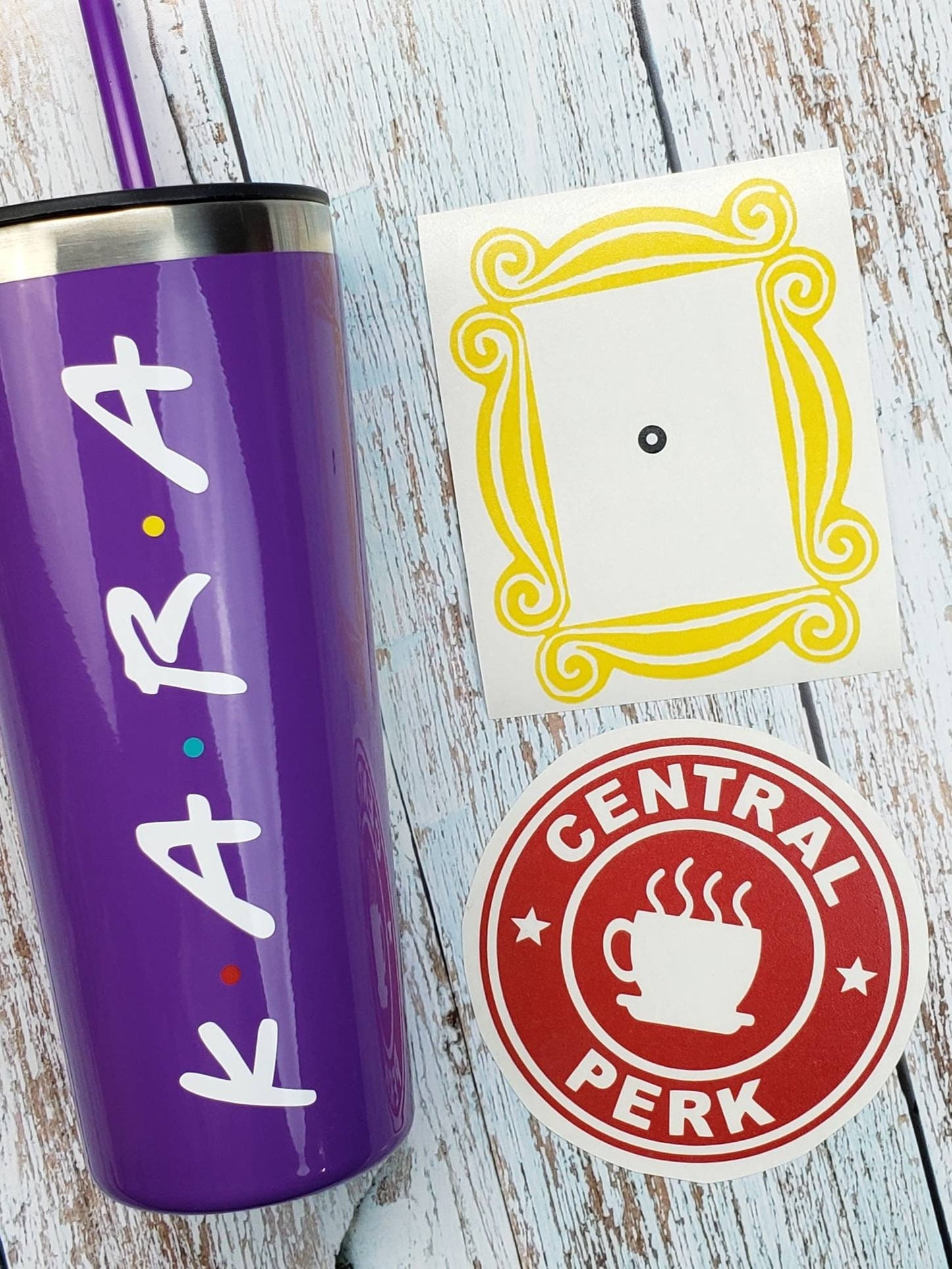 Personalized Friends Theme Name Decal Sticker with Dots