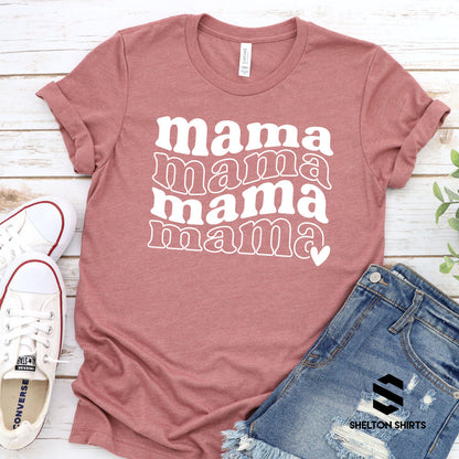 Mama Trendy Curvy Font with Heart Shirt