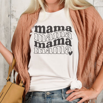Mama Trendy Curvy Font with Heart Shirt