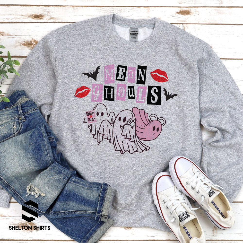 Mean Ghouls Halloween Ghosts Crew Neck Unisex Sweatshirt