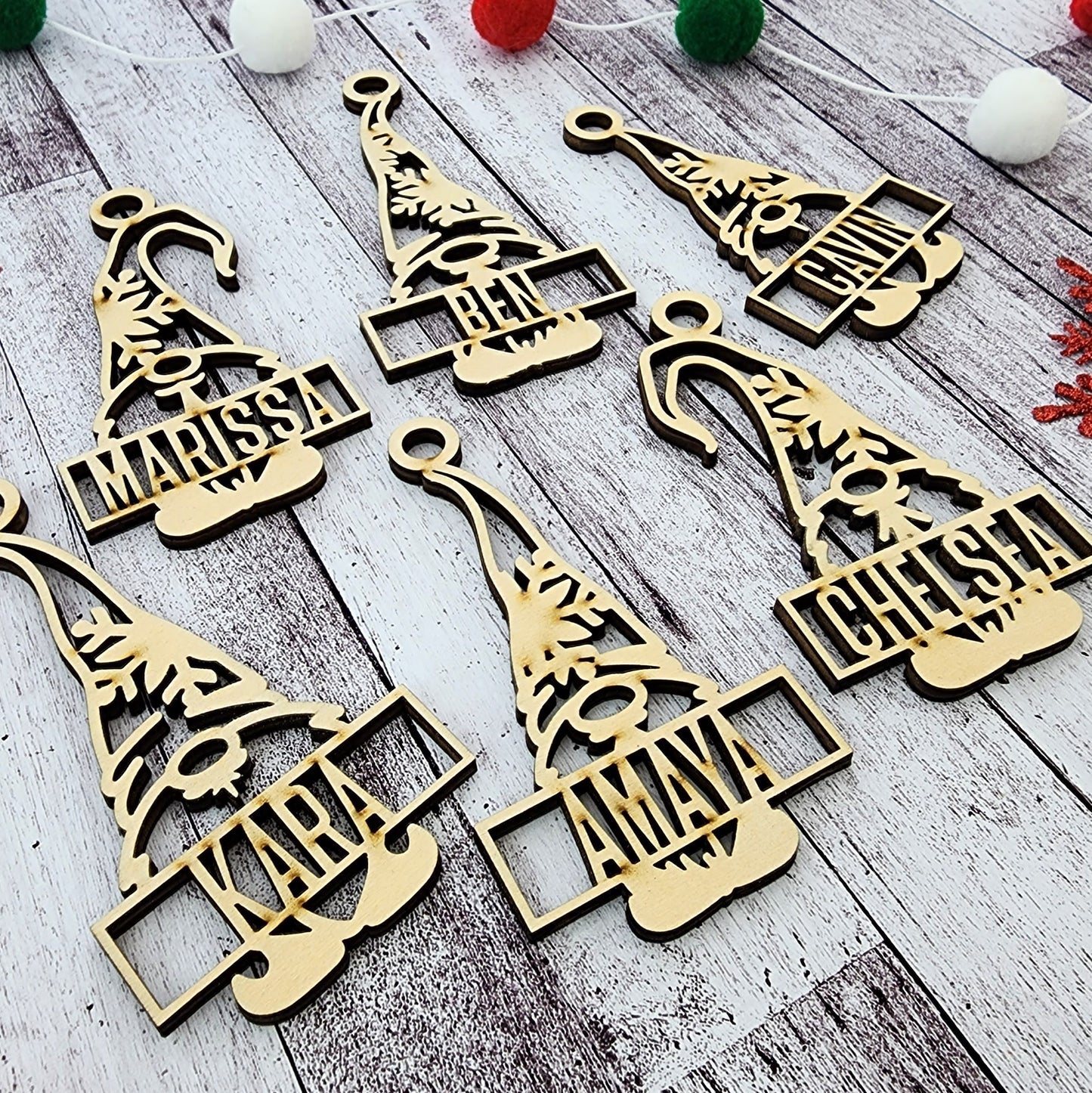 Personalized Gnome Christmas Ornaments