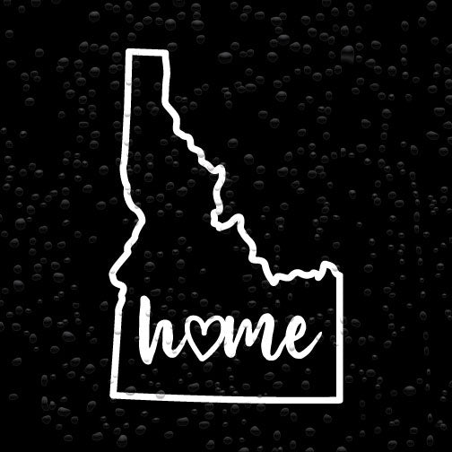 Idaho State Outline with Script Home and Heart Vinyl Decal Car Sticker