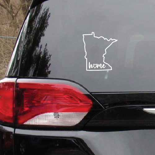 Minnesota State Outline with Script Home and Heart Vinyl Decal Car Sticker