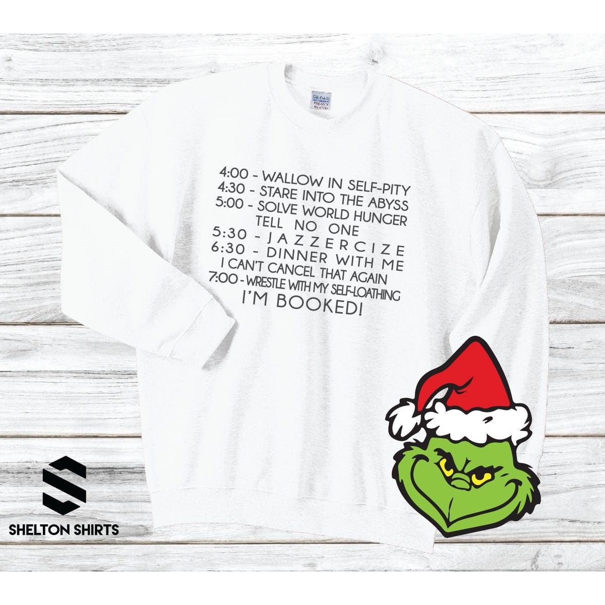 4:00 Wallow in Self Pity Daily Routine The Grinch Quote Crew Neck
