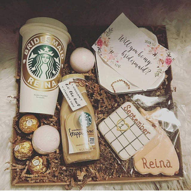 Starbucks and Wine Lover Bridesmaid Gift - Glitter Vinyl Decal for Authentic Starbucks Cup