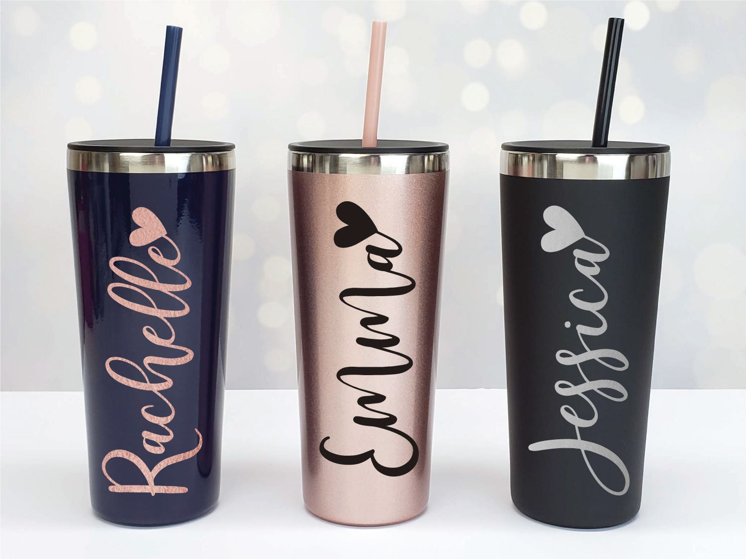 Personalized Tumbler with Lid and Straw, Name Tumbler