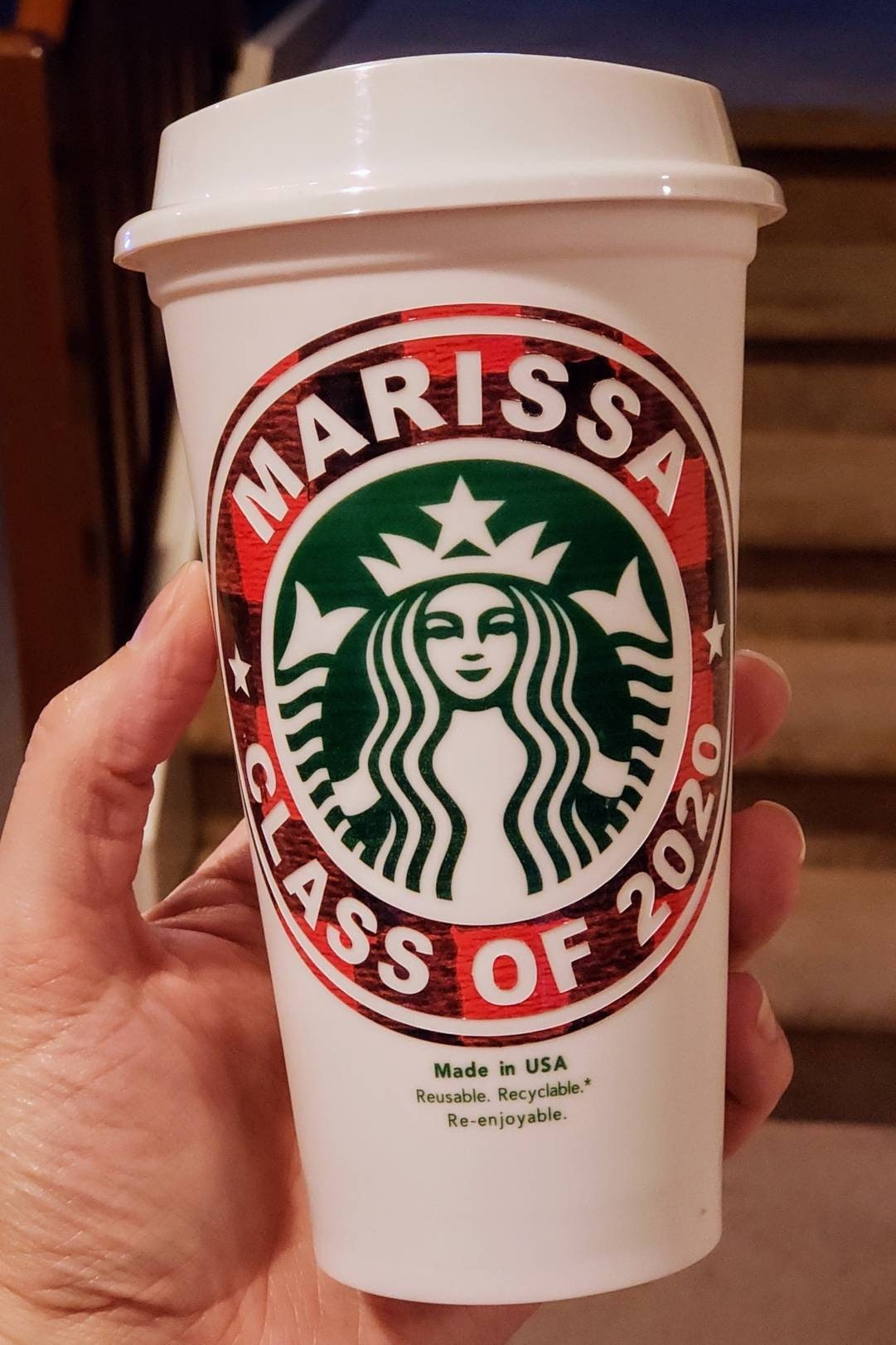 Personalized 16 oz Starbucks Reusable Cup with Custom Vinyl Decal