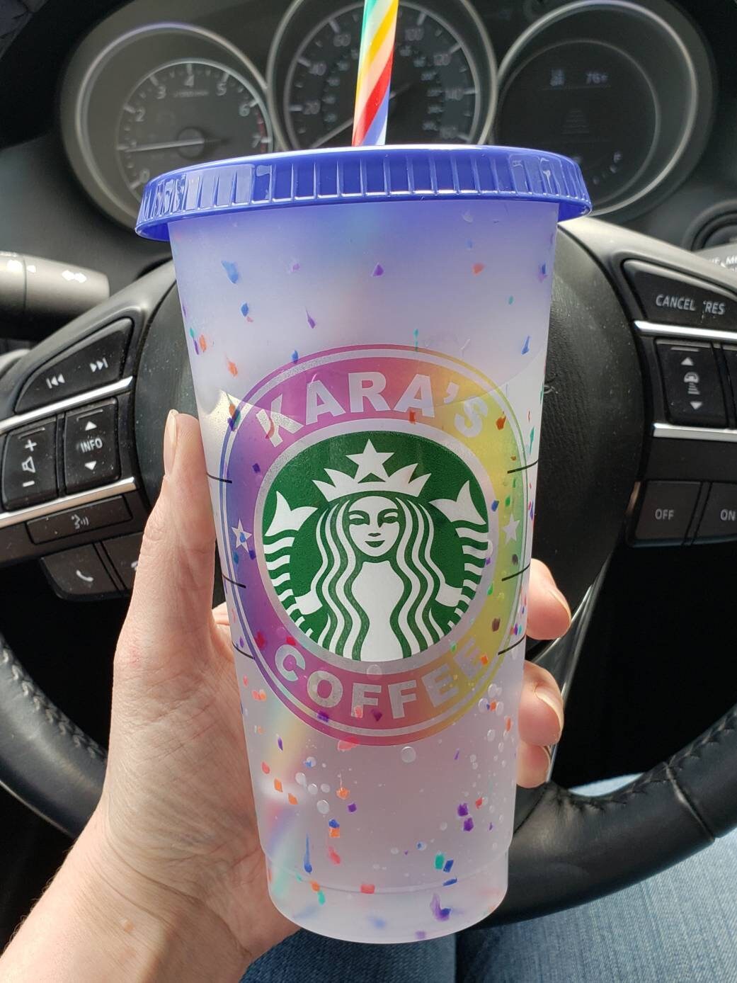 Personalized Rainbow Decal for Starbucks Cold Cup