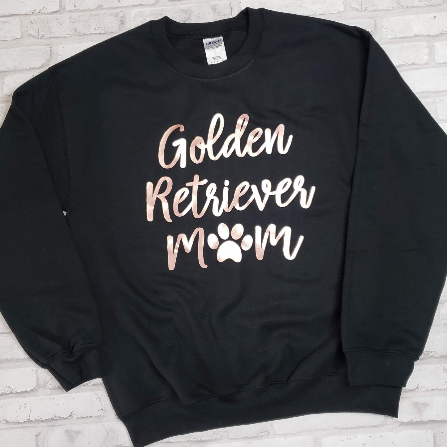 Doodle Mom Script in Rose Gold on Heather Grey Super Comfy Crew Neck Unisex Sweatshirt