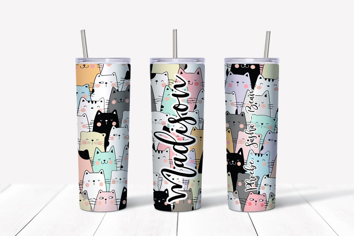 Cat Cup Tumbler with Your Name and Your Cats Names