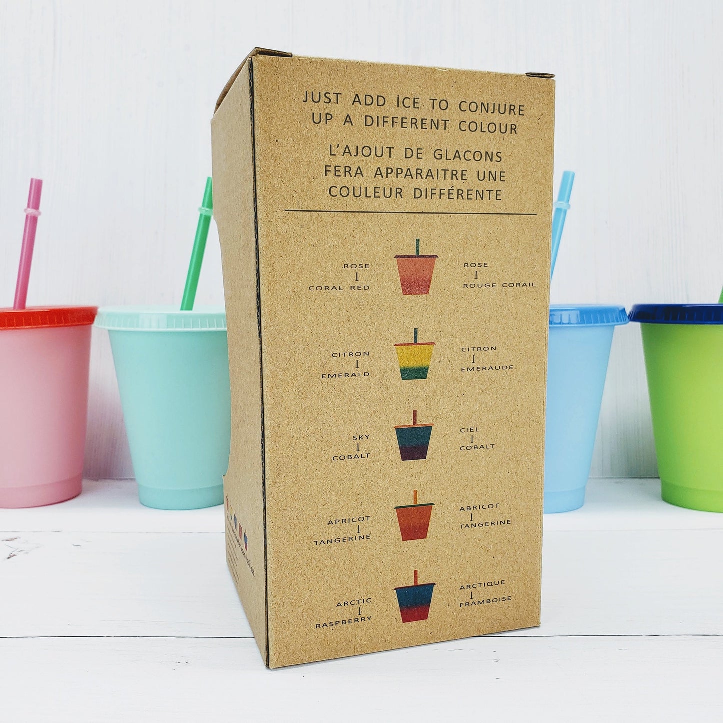 Set of 5 Color Changing Kids Cups with Colored Straws - 16oz Mini Cups