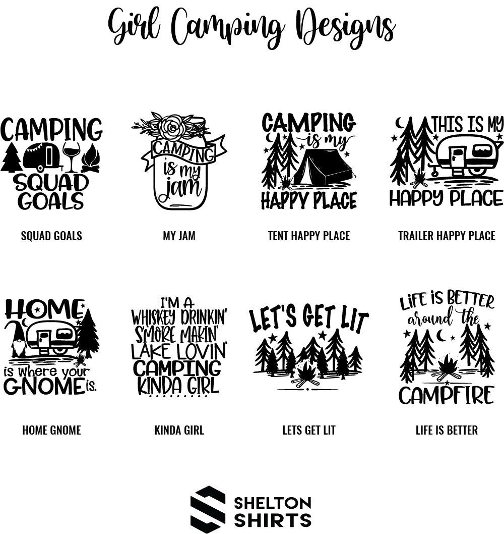 Lets Get Lit Girl Camping Design Racerback Tank Top