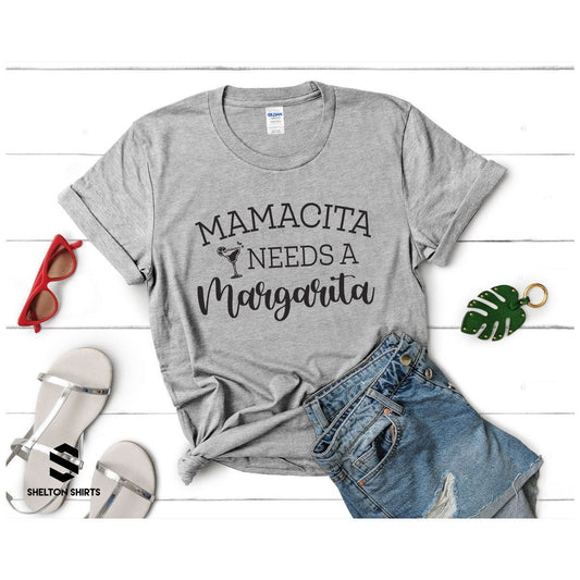 Mamacita Needs A Margarita Heather Grey Cotton Comfy Unisex T-Shirt