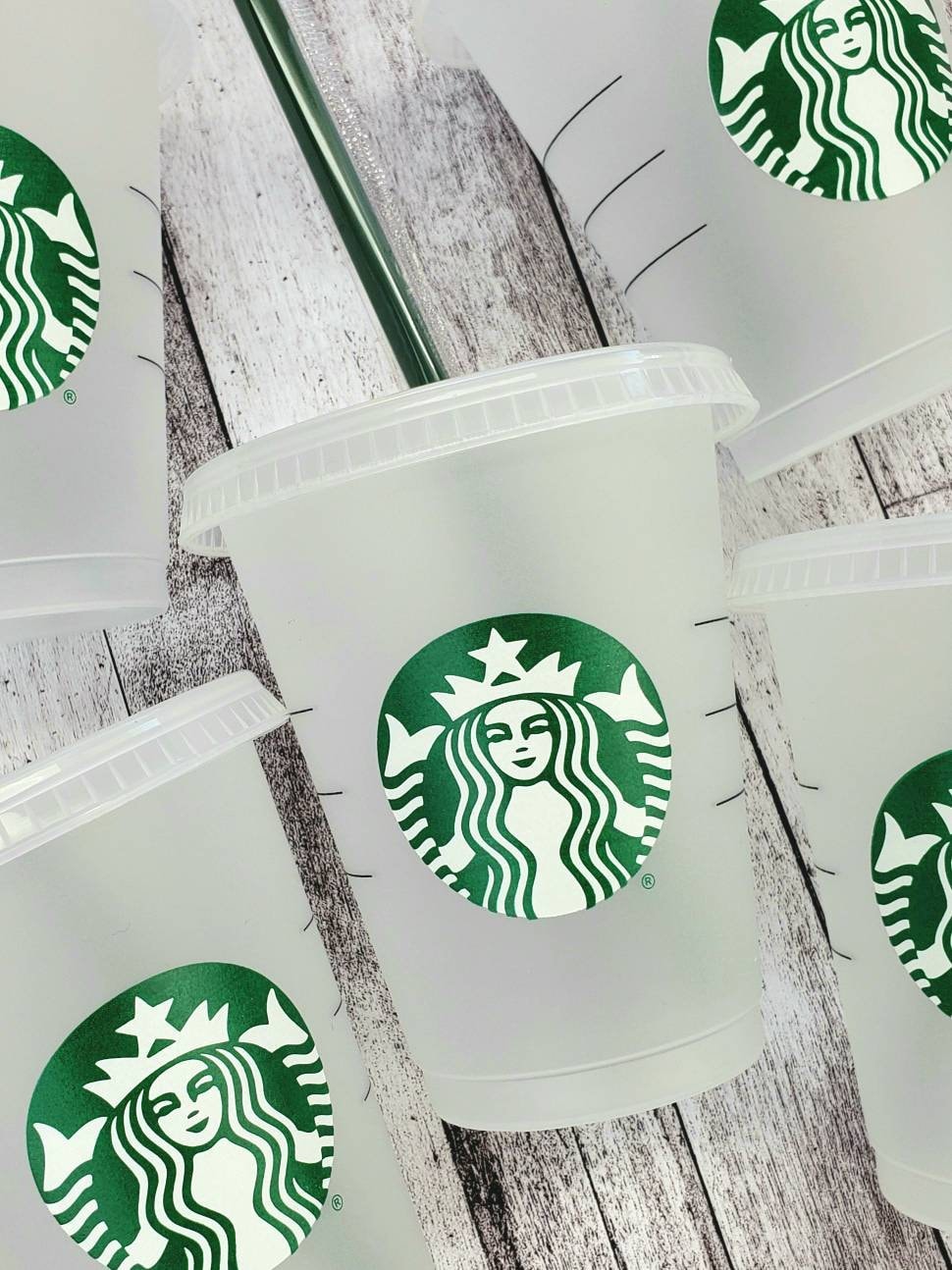 SALE! Mini Starbucks Kids Cups with Green Straws - 16oz Mini Cups