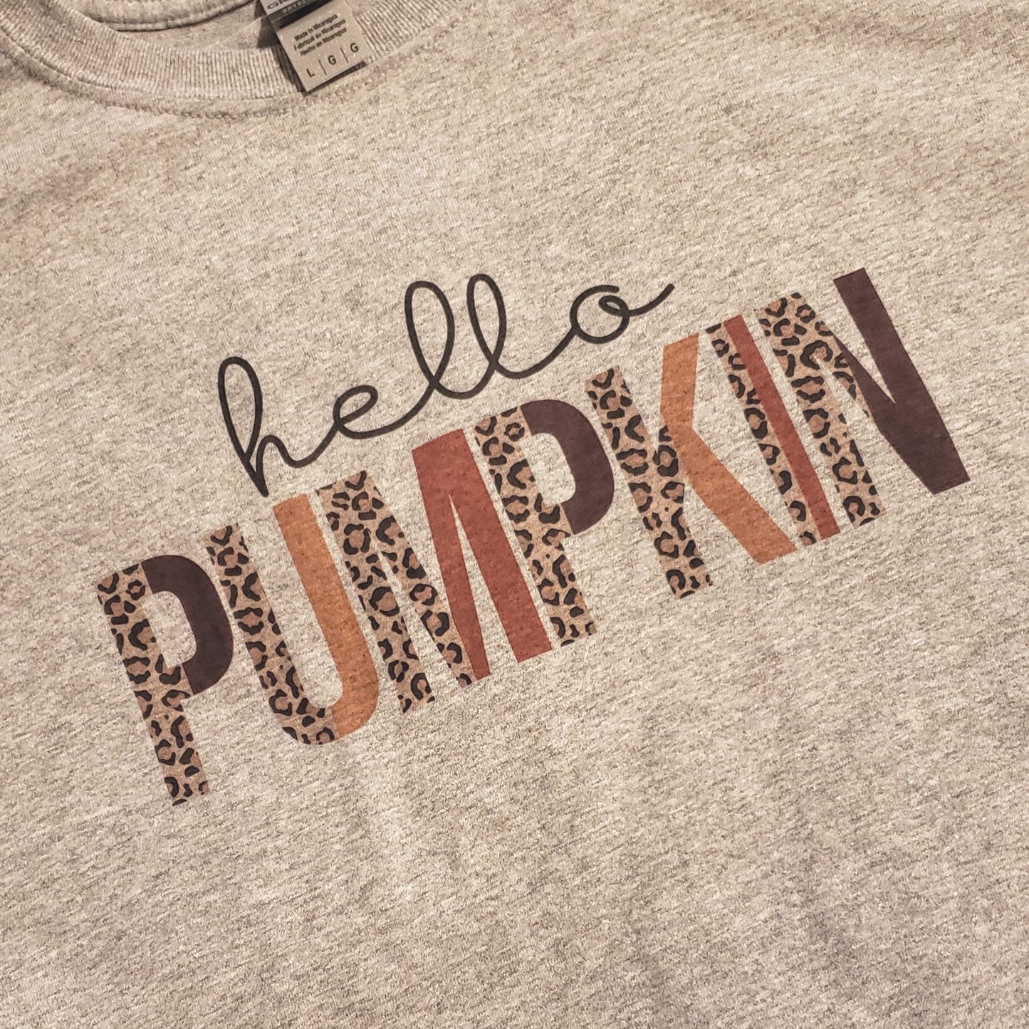 Hello Pumpkin Fall Colors and Leopard Print Super Soft Comfy T-Shirt