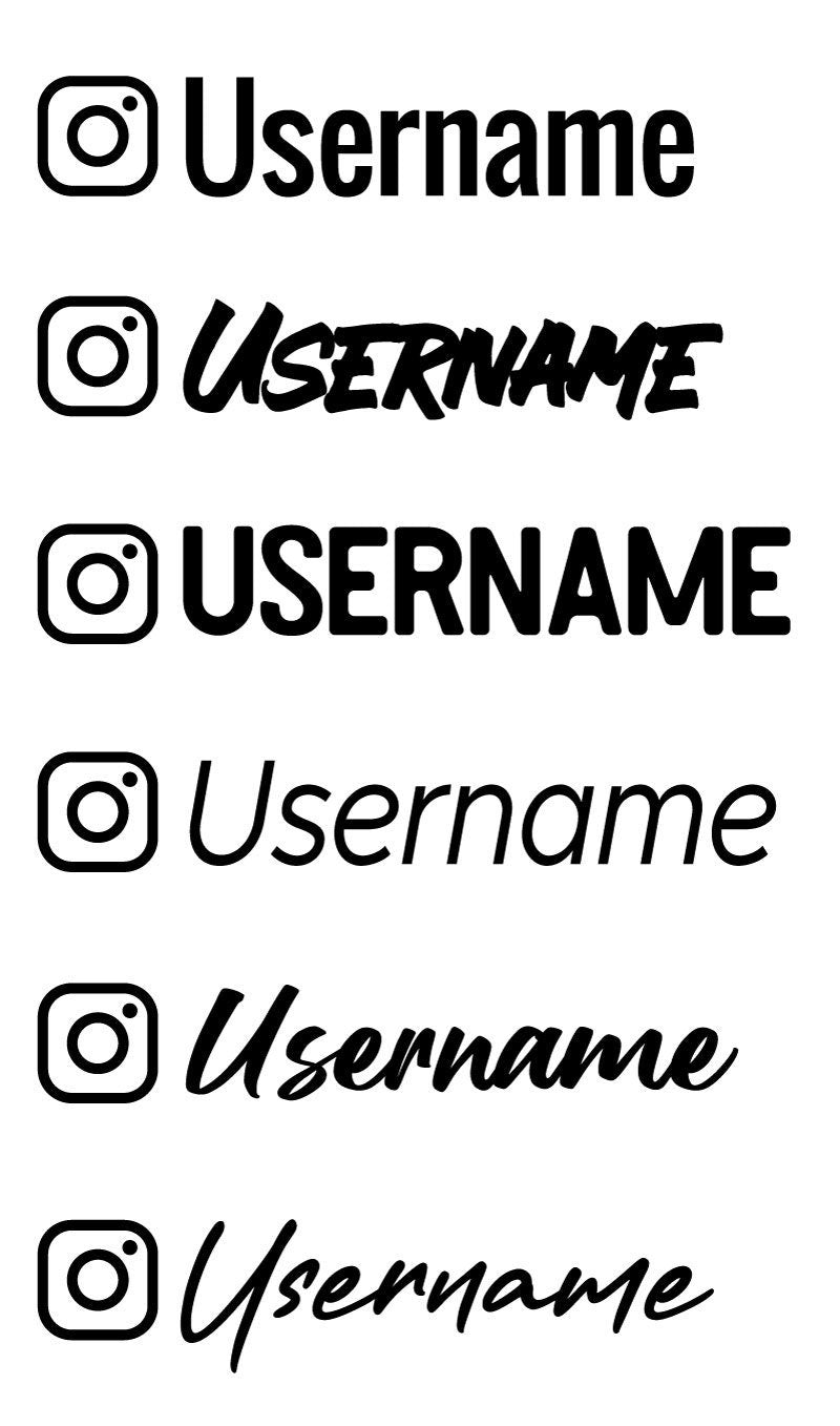 Instagram Logo and Username Vinyl Car Decal Sticker - About 10 x 2 Inches