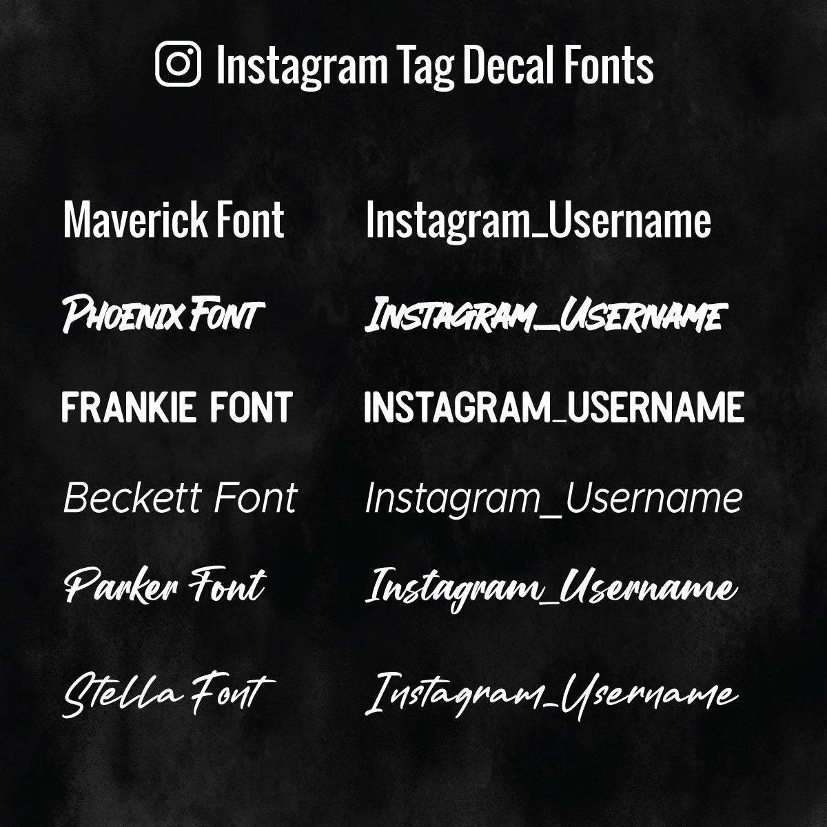 Instagram Logo and Username Vinyl Car Decal Sticker - About 10 x 2 Inches