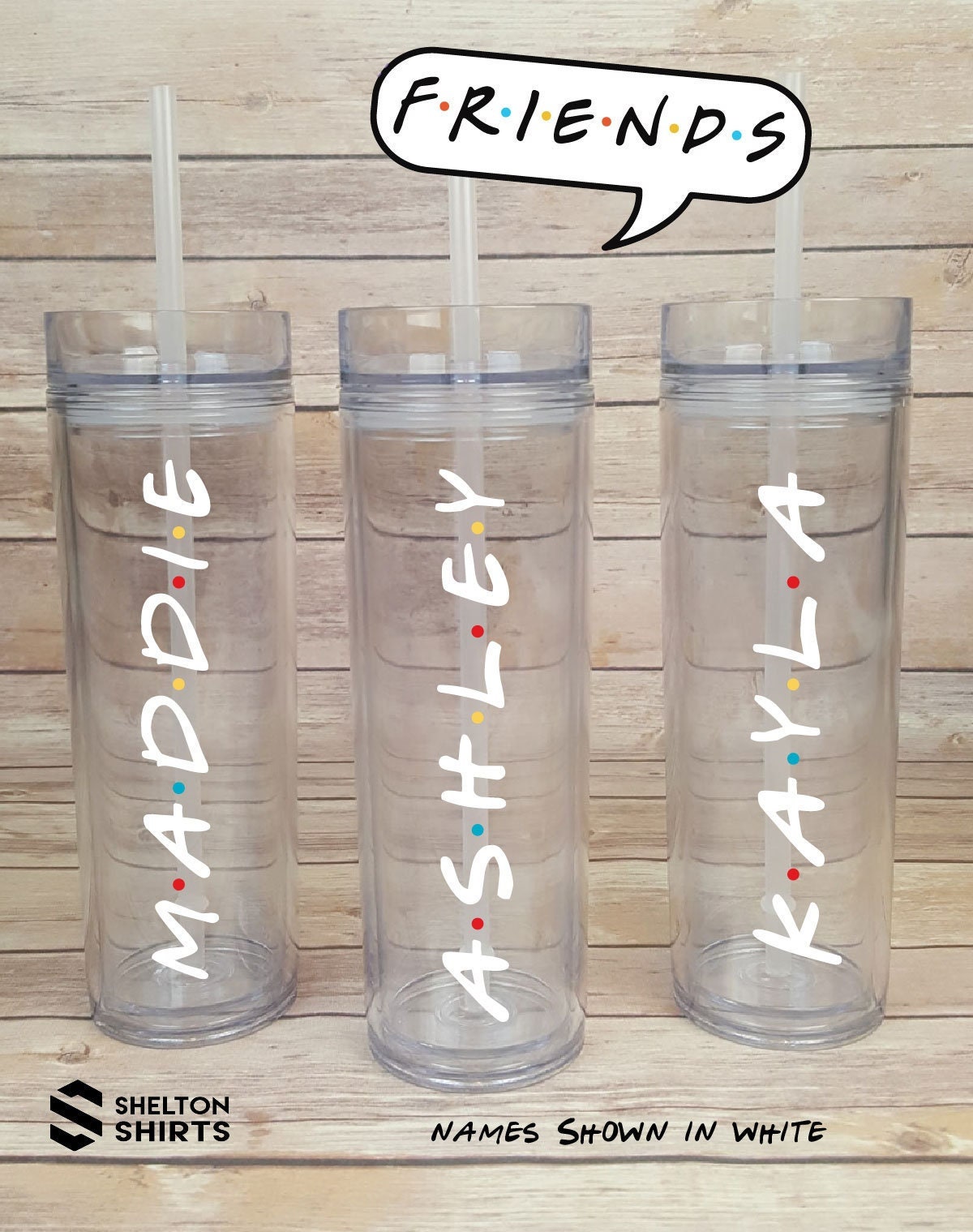 Personalized Name on Clear Acrylic Tumbler with Straw – SheltonShirts