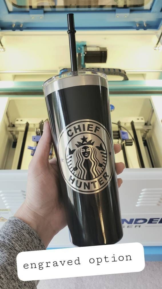 Matte Black Tumbler with Black Starbucks Logo