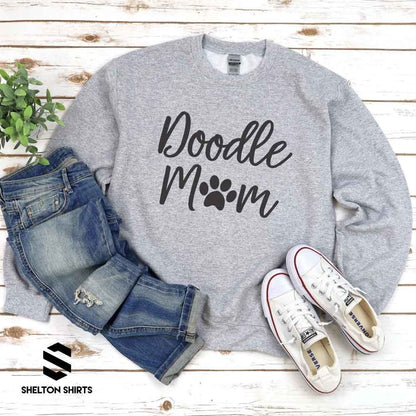 Doodle Mom Super Comfy Crew Neck Heather Grey Unisex Sweatshirt