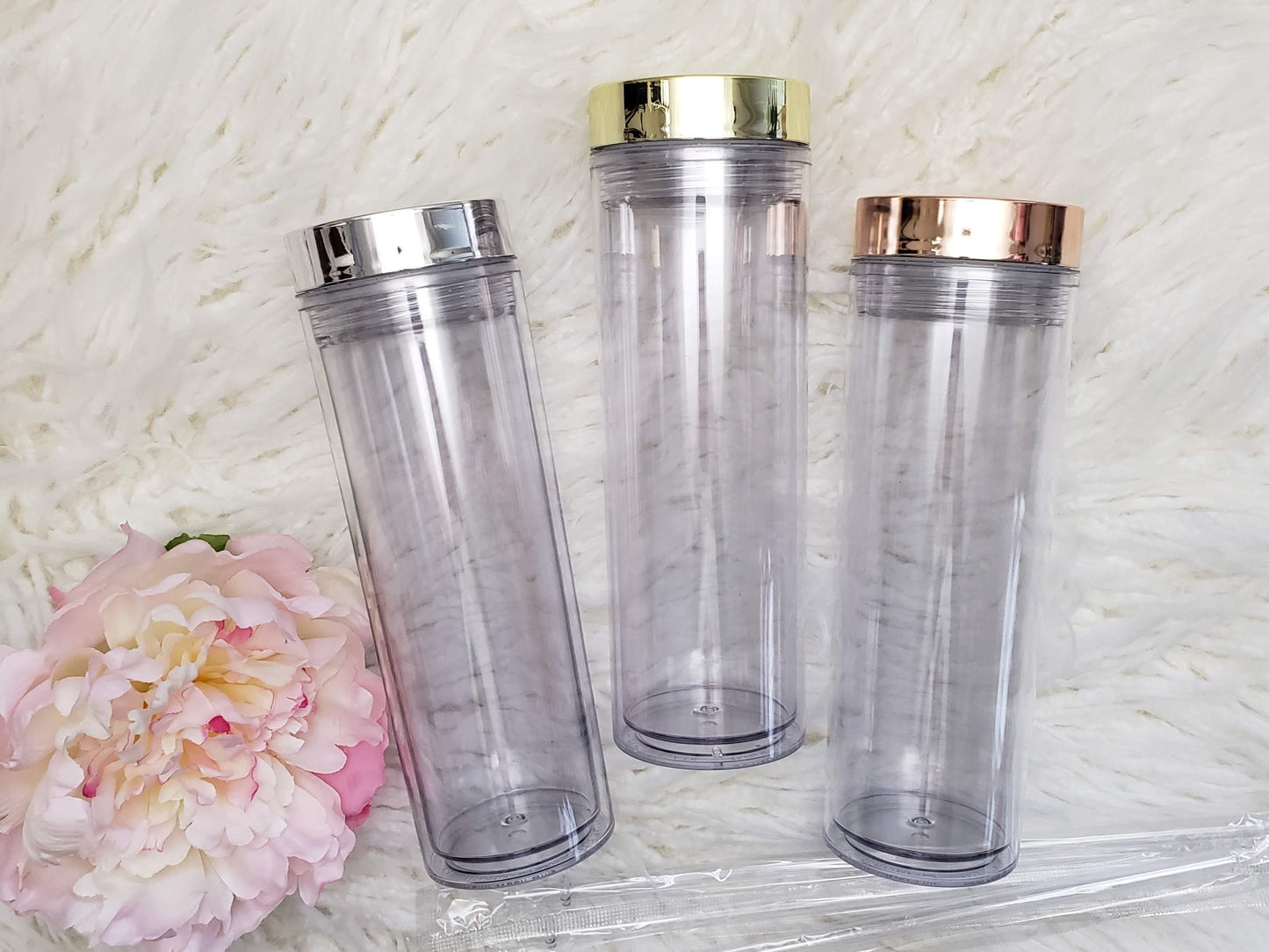 Bridal Party Personalized Handwritten Name Skinny Clear Acrylic Tumbler with Straw
