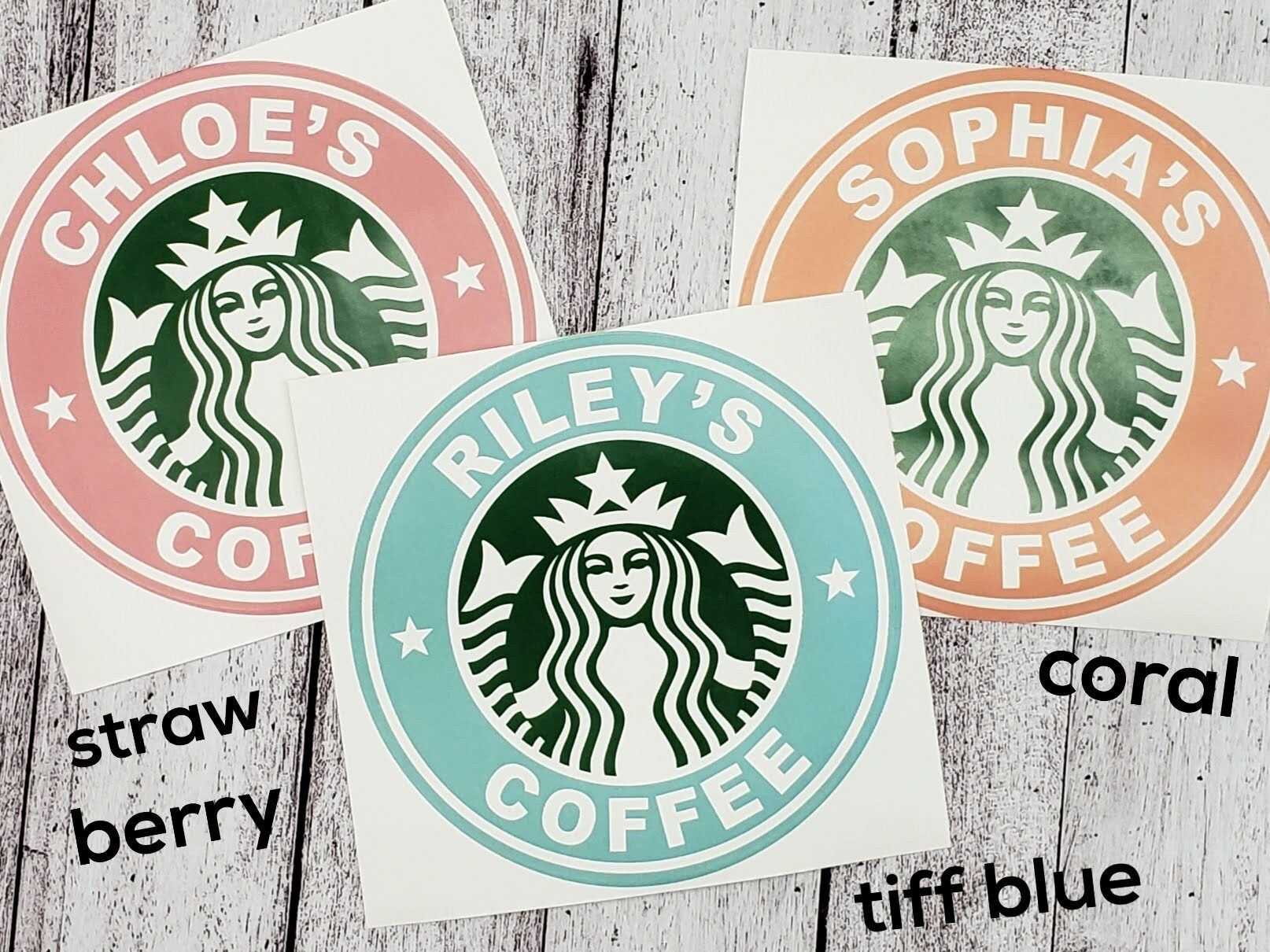 Personalized 2-color Printed Starbucks Custom Waterproof Sticker Decal –  SheltonShirts
