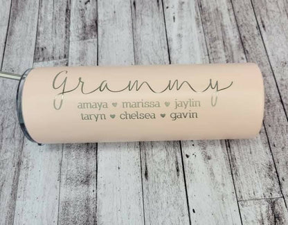 Best Seller! Laser Engraved Mama with Kids Names Tumbler - Christmas Gift