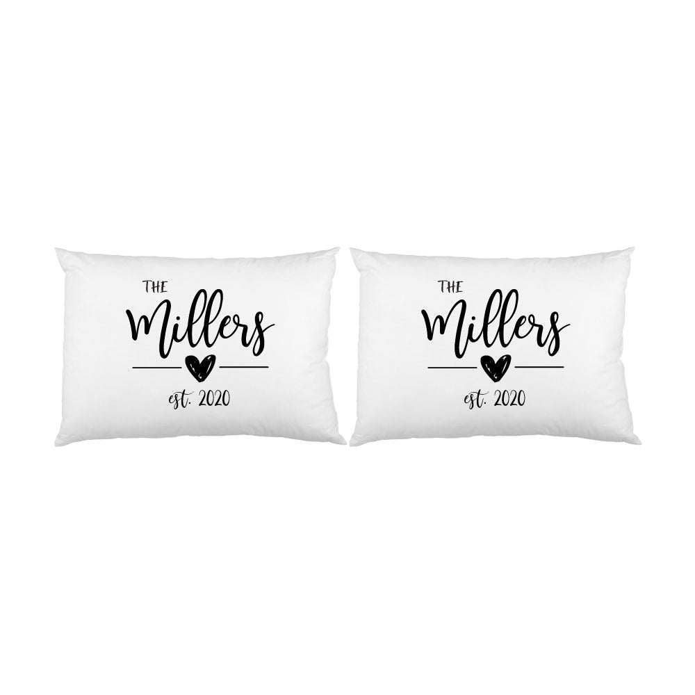 Personalized Last Name with Est Date Pillowcases - Set of 2