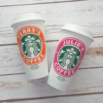 Personalized 16 oz Starbucks Reusable Cup with Custom Vinyl Decal or Decal Only