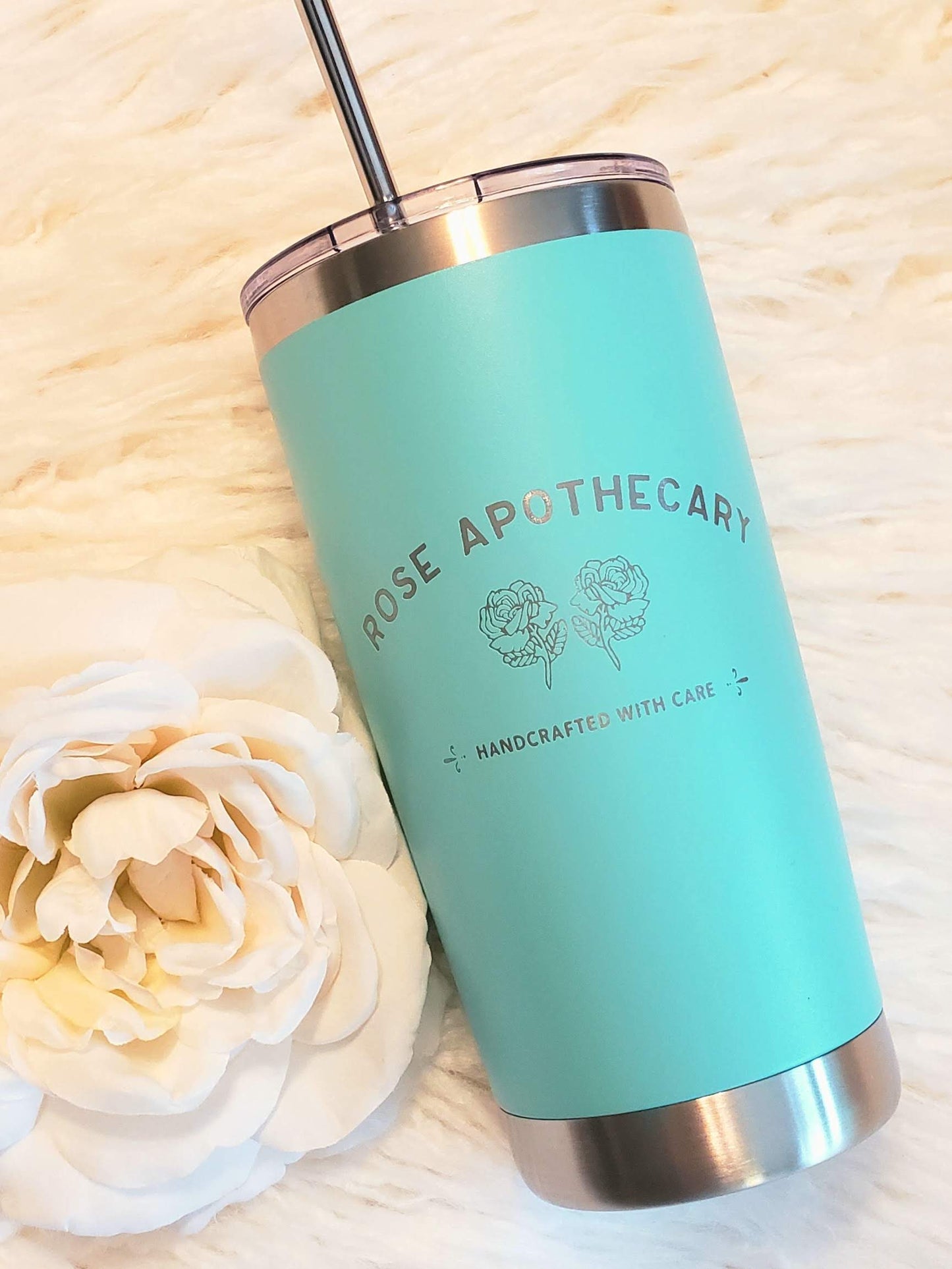 Laser Engraved Rose Apothecary Tumbler with your name engraved