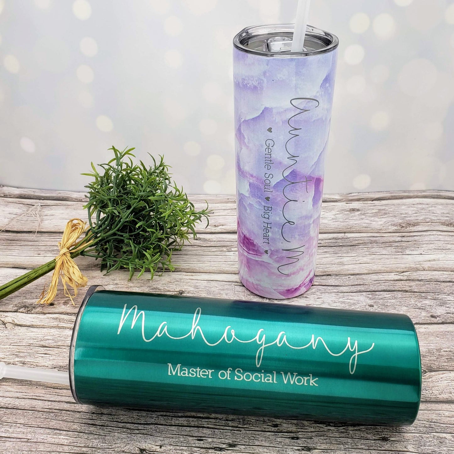 Mama with Kids Names Laser Engraved Matte Blush Tumbler with Straw - Mother's Day Gift