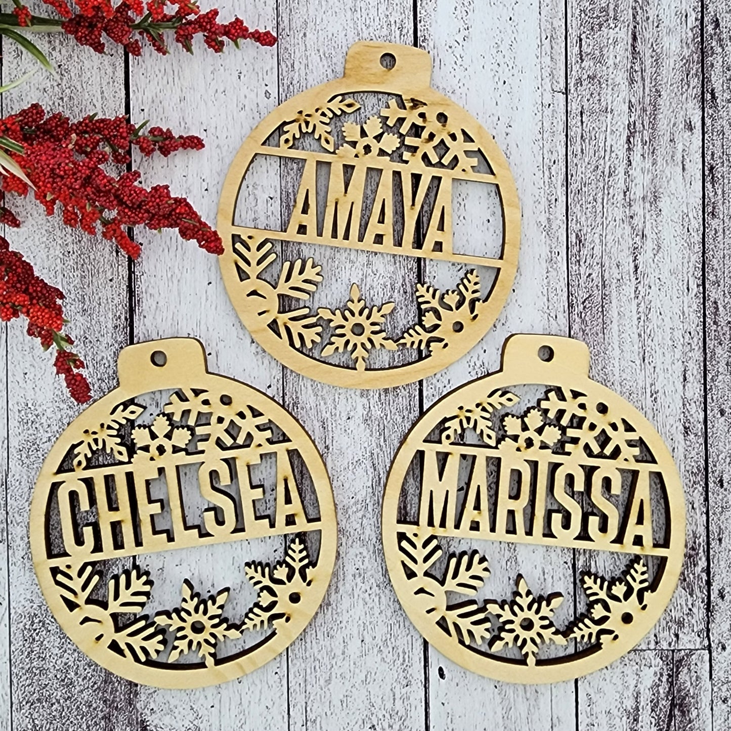 Personalized Round Snowflake Christmas Ornaments