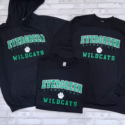 Evergreen Elementary Wildcats Crewneck Sweatshirt