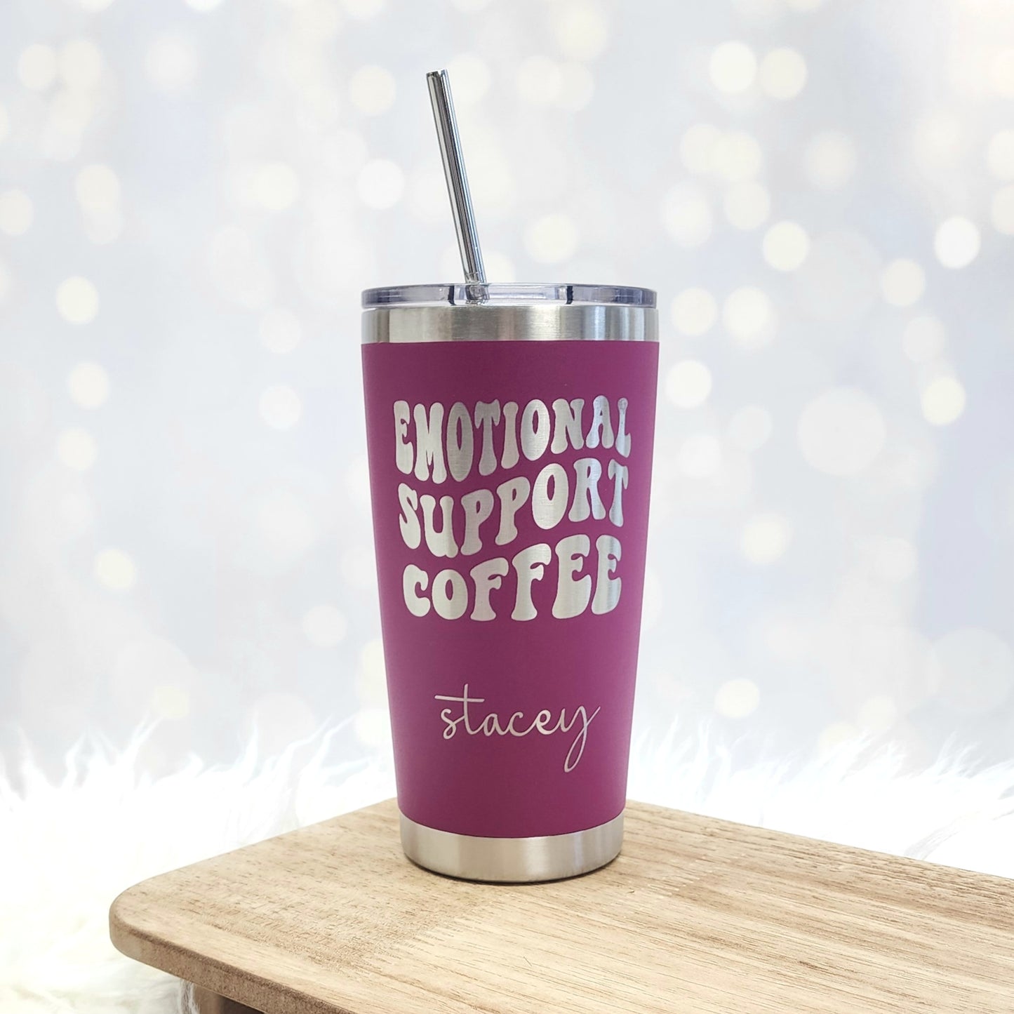 Emotional Support Coffee Laser Engraved Tumbler
