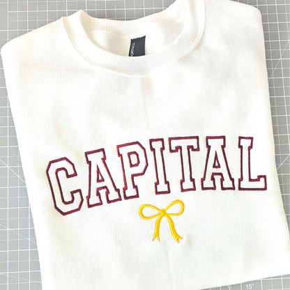 Capital with Bow Embroidered Sweatshirt