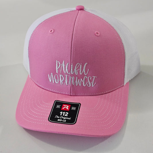 Pacific Northwest Pink and White Embroidered Hat
