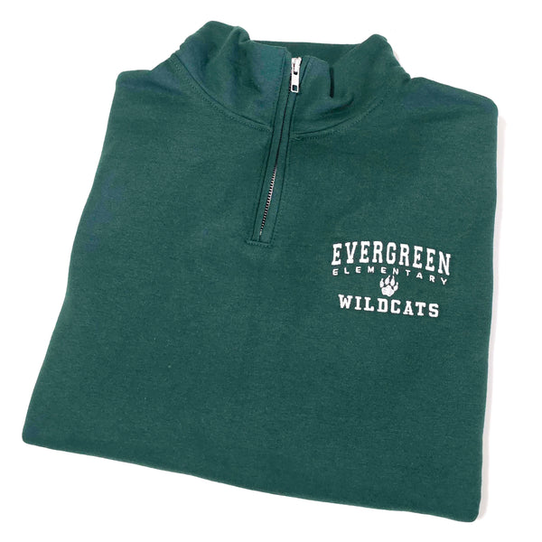 Embroidered Evergreen Elementary Wildcats Quarter Zip Sweatshirt
