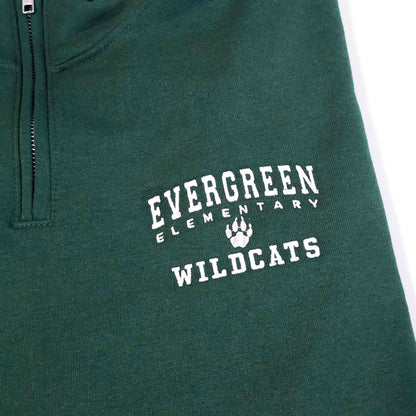 Embroidered Evergreen Elementary Wildcats Quarter Zip Sweatshirt