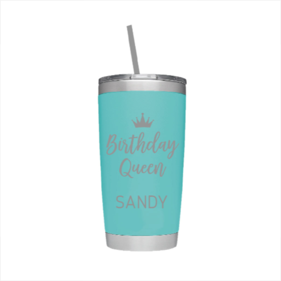 Birthday Queen with Crown Laser Engraved Tumbler with Personalized Name
