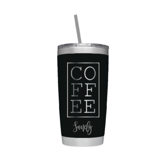 COFFEE Laser Engraved Tumbler with Personalized Name